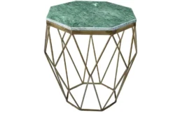 Abstrakter Beistelltisch DIAMOND 50cm grün Marmor messing Metall