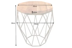 Abstrakter Beistelltisch DIAMOND 50cm natur Akazie Massivholz messing Metallgestell