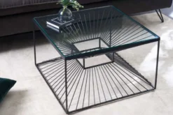 Abstrakter Couchtisch ILLUSION 60cm schwarz Metall Glas handmade modernes Design
