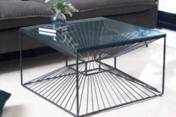 Abstrakter Couchtisch ILLUSION 60cm schwarz Metall Glas handmade modernes Design