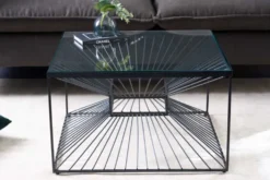 Abstrakter Couchtisch ILLUSION 60cm schwarz Metall Glas handmade modernes Design