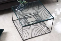 Abstrakter Couchtisch ILLUSION 60cm schwarz Metall Glas handmade modernes Design