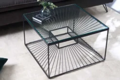 Abstrakter Couchtisch ILLUSION 60cm schwarz Metall Glas handmade modernes Design