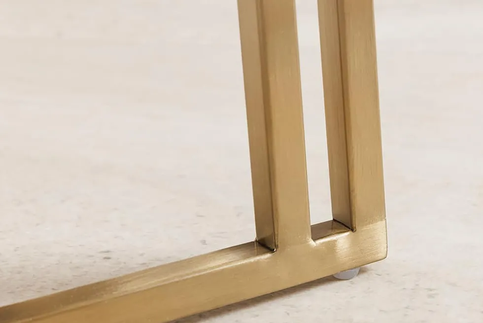 Armlehnen Stuhl EXTRAVAGANCIA beige Cord Metall brushed champagner gold