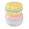Außergewöhnlicher Beistelltisch MACARONS 50cm gelb rosa Fiberglas rund handmade