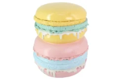Außergewöhnlicher Beistelltisch MACARONS 50cm gelb rosa Fiberglas rund handmade
