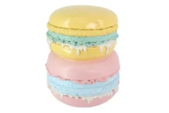 Außergewöhnlicher Beistelltisch MACARONS 50cm gelb rosa Fiberglas rund handmade