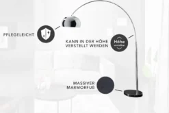 Ausziehbare Bogenlampe LOUNGE DEAL 170-210cm chrom Marmorfuß Stehlampe