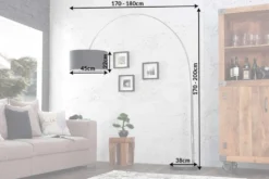 Ausziehbare Bogenlampe LOUNGE DEAL 170-200cm schwarz Leinenschirm Stehlampe
