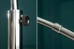 Ausziehbare Bogenlampe LOUNGE DEAL 170-200cm weiß Leinenschirm Stehlampe