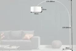 Ausziehbare Bogenlampe LOUNGE DEAL 170-200cm weiß Leinenschirm Stehlampe