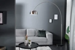 Ausziehbare Bogenlampe LOUNGE DEAL 170-210cm chrom gebürstet Marmorfuß Stehlampe