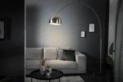 Ausziehbare Bogenlampe LOUNGE DEAL 170-210cm chrom gebürstet Marmorfuß Stehlampe