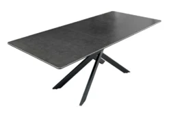 Ausziehbarer Esstisch ALPINE 160-200cm anthrazit Keramik schwarzes Metallgestell