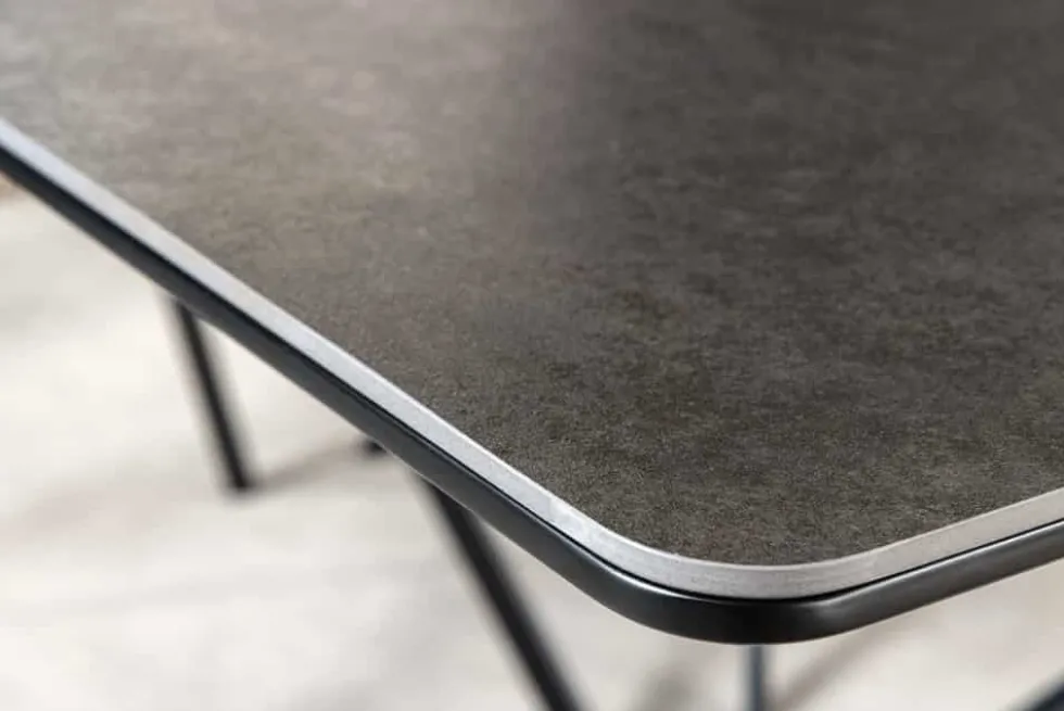 Ausziehbarer Esstisch ALPINE 160-200cm anthrazit Keramik schwarzes Metallgestell