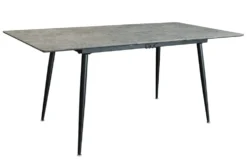 Ausziehbarer Esstisch APARTMENT 120-160cm grau Beton-Design schwarzes Metallgestell