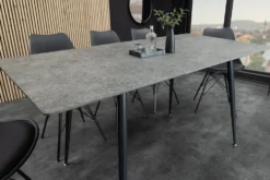 Ausziehbarer Esstisch APARTMENT 120-160cm grau Beton-Design schwarzes Metallgestell