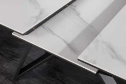 Ausziehbarer Esstisch ATLAS 160-200cm weiß Keramik schwarz Metall