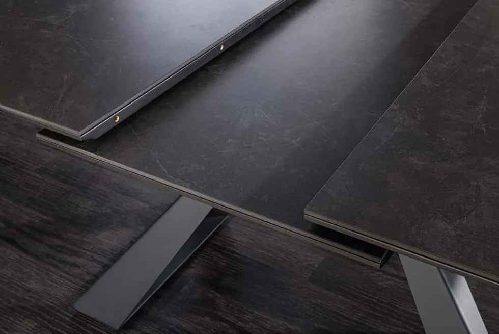 Ausziehbarer Esstisch CONCORD 180-230cm graphit grau Keramik schwarz Metall