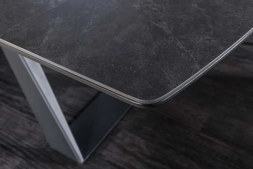 Ausziehbarer Esstisch CONCORD 180-230cm graphit grau Keramik schwarz Metall