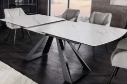 Ausziehbarer Esstisch CONCORD 180-230cm weiß Keramik schwarz Metall