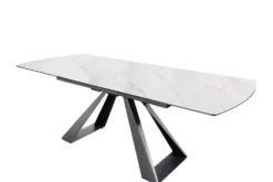 Ausziehbarer Esstisch CONCORD 180-230cm weiß Keramik schwarz Metall