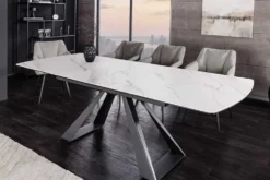 Ausziehbarer Esstisch CONCORD 180-230cm weiß Keramik schwarz Metall