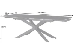Ausziehbarer Esstisch COSMOS 160-240cm anthrazit Keramik schwarzes Metallgestell