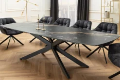 Ausziehbarer Esstisch COSMOS 160-240cm Aurora Oro schwarz gold sand Keramik Metallgestell