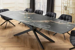 Ausziehbarer Esstisch COSMOS 160-240cm Aurora Oro schwarz gold sand Keramik Metallgestell