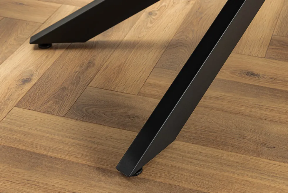 Ausziehbarer Esstisch COSMOS 160-240cm weiß Keramik schwarzes Metallgestell