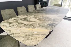Ausziehbarer Esstisch ELEMENTS 180-260cm taupe beige spanischer Keramik Walnuss Gestell