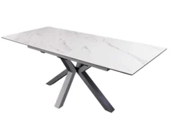 Ausziehbarer Esstisch ETERNITY 160-200cm weiß Keramik schwarz Metall