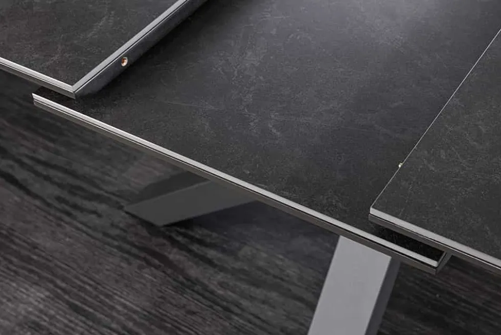 Ausziehbarer Esstisch ETERNITY 160-200cm graphit grau Keramik schwarz Metall
