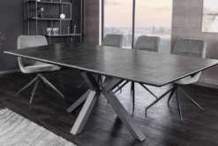 Ausziehbarer Esstisch ETERNITY 160-200cm graphit grau Keramik schwarz Metall