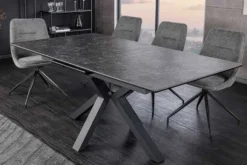 Ausziehbarer Esstisch ETERNITY 160-200cm graphit grau Keramik schwarz Metall