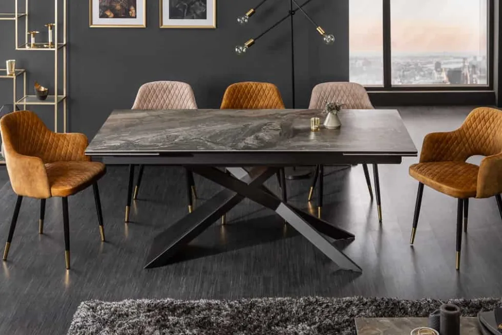 Ausziehbarer Esstisch EUPHORIA 180-220-260cm taupe anthrazit Keramik made in Italy