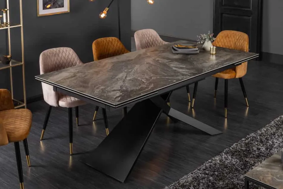 Ausziehbarer Esstisch EUPHORIA 180-220-260cm taupe anthrazit Keramik made in Italy