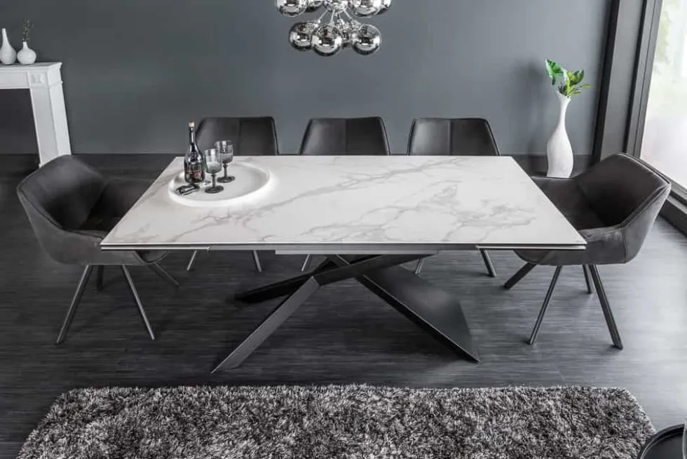 Ausziehbarer Esstisch EUPHORIA 180-220-260cm Marmor weiß Keramik made in Italy