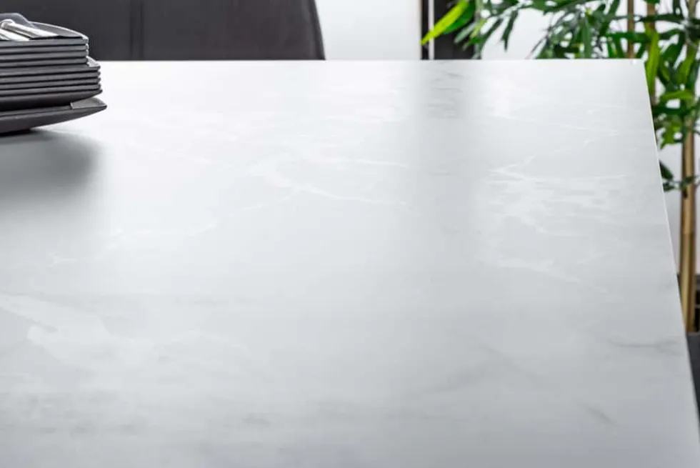 Ausziehbarer Esstisch EUPHORIA 180-220-260cm Marmor weiß Keramik made in Italy