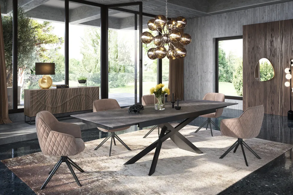 Ausziehbarer Esstisch EUPHORIA 180-220-260cm Graphit Keramik made in Italy