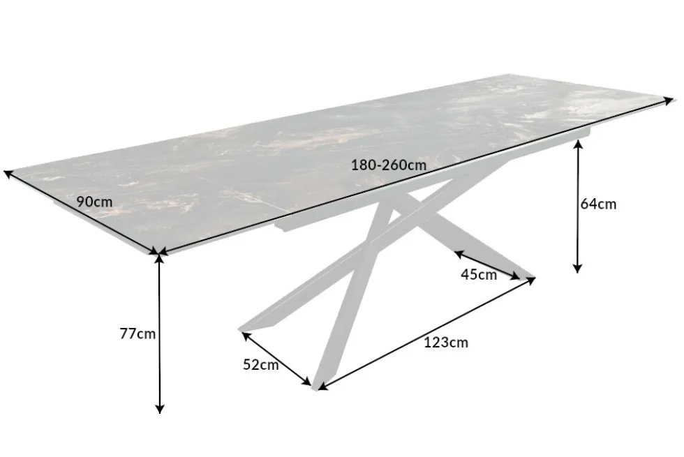 Ausziehbarer Esstisch EUPHORIA 180-220-260cm taupe Keramik made in Italy