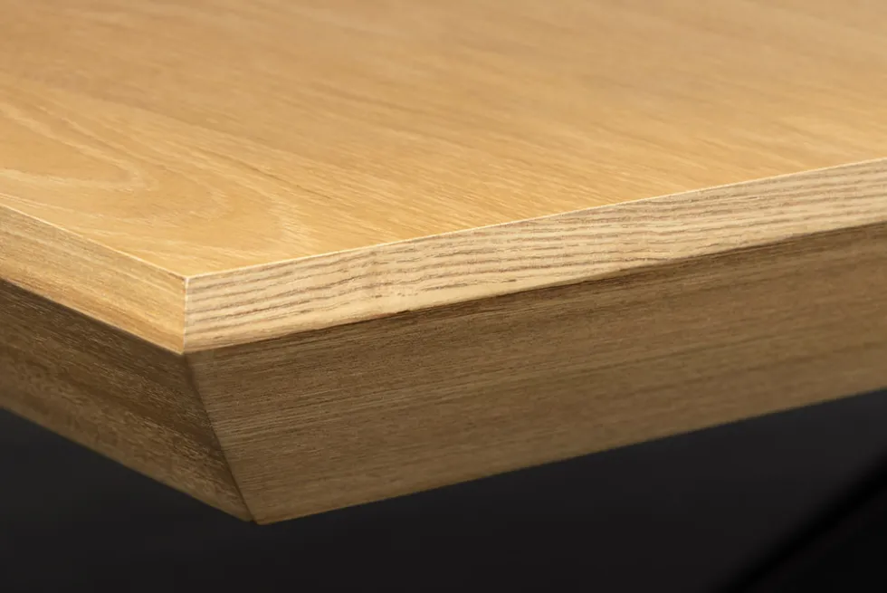 Ausziehbarer Esstisch GIANT 200-320cm natur Eiche schwarz Metall