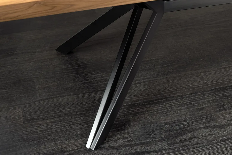Ausziehbarer Esstisch GIANT 200-320cm natur Eiche schwarz Metall