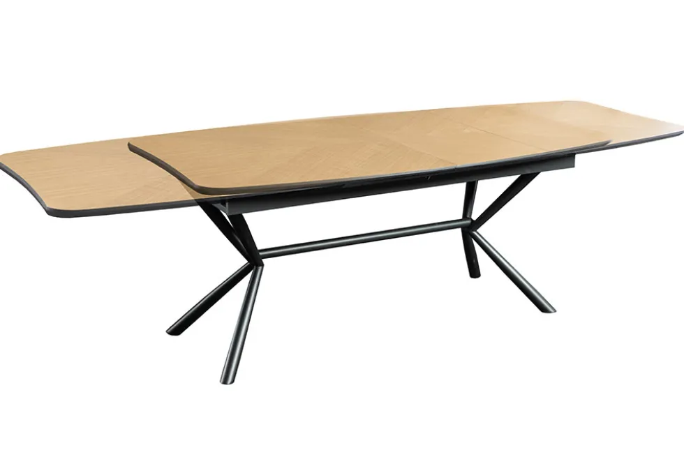Ausziehbarer Esstisch GRANDEZZA 180-270cm natur Eiche schwarz Metall