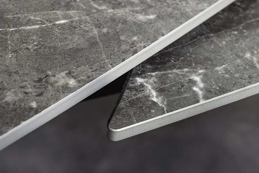 Ausziehbarer Esstisch INCEPTION 130-190cm anthrazit oval Keramik schwarz Metall