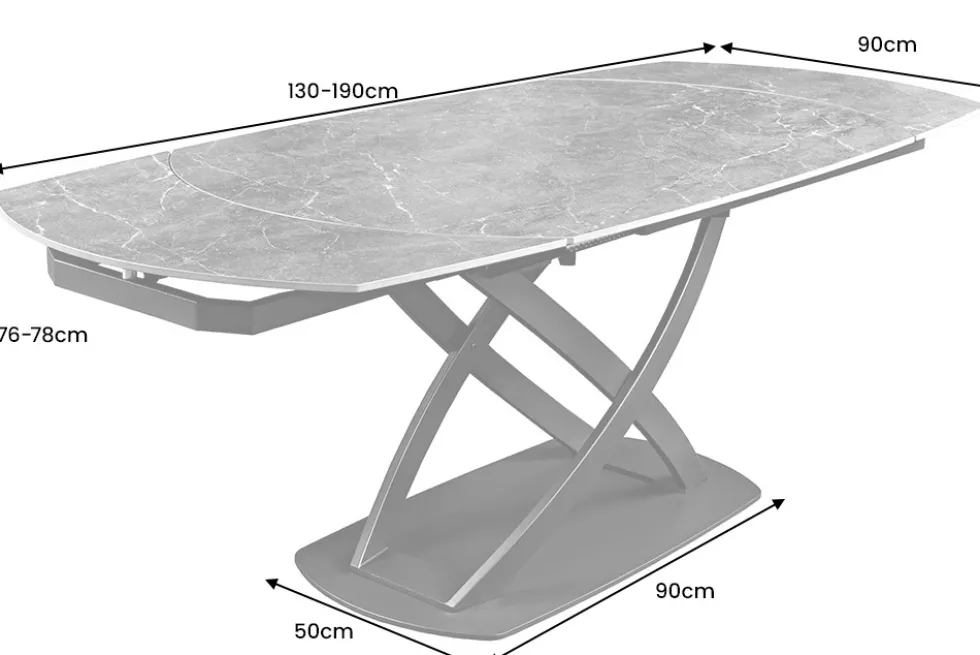 Ausziehbarer Esstisch INCEPTION 130-190cm anthrazit oval Keramik schwarz Metall