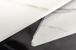 Ausziehbarer Esstisch INCEPTION 130-190cm weiß Marmor Keramik schwarzes Metallgestell