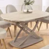 Ausziehbarer Esstisch INCEPTION 130-190cm oval Travertin Keramik champagner greige