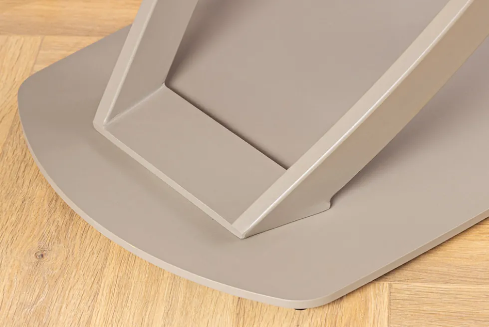Ausziehbarer Esstisch INCEPTION 130-190cm oval Travertin Keramik champagner greige